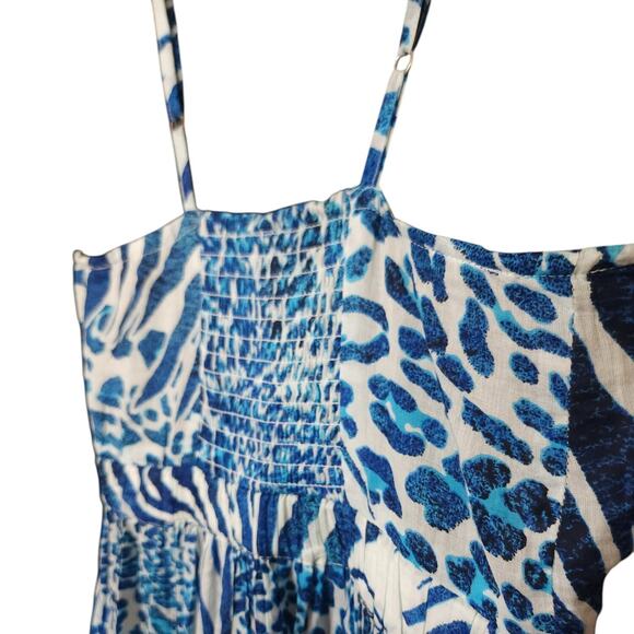 True Destinations Resort Tiered Blue White Animal Print Maxi Dress XS S NWT Boho - Picture 4 of 4